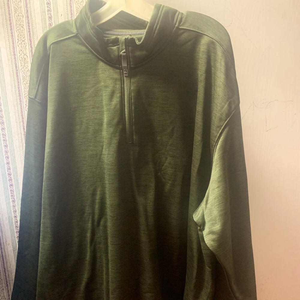 Blue Mountain 3XL men’s pull over jacket with 1/4 zippered front. Dark green.